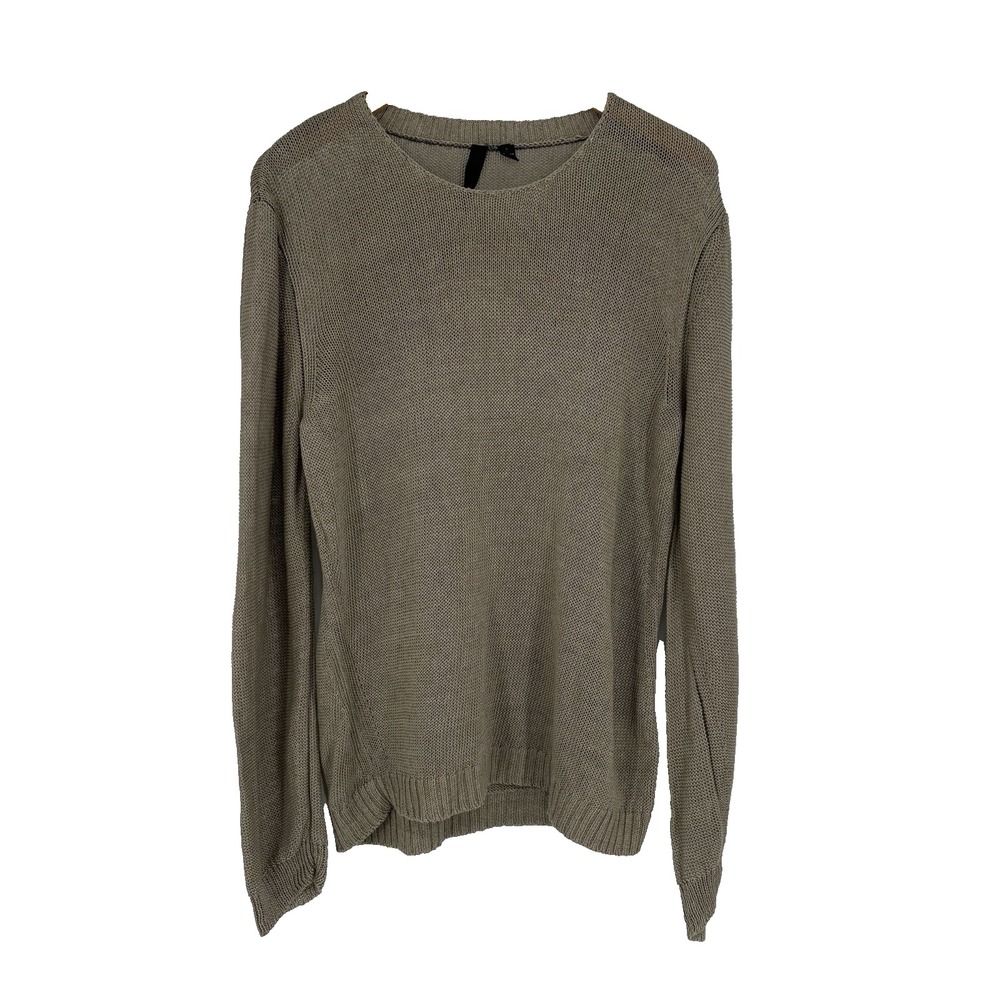 Edun Womens 100% Linen Pullover Sweater Large Taupe Minimal‎ Capsule Resort Boho